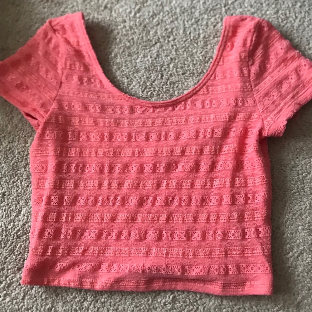 Pink lace crop top from Aeropostale